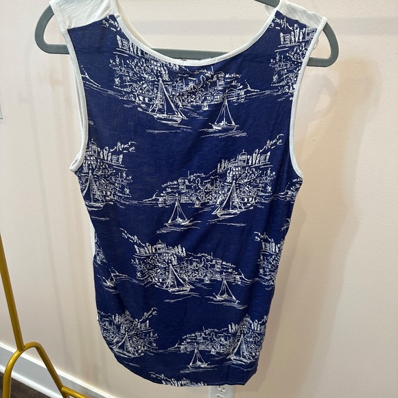 MAXX JEANS NAUTICAL TANK NAVY WHITE MEDIUM SLEEVELESS WOMENS - Picture 2 of 5